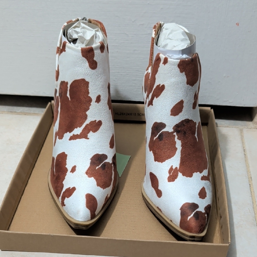 Cow Print Ankle Boots